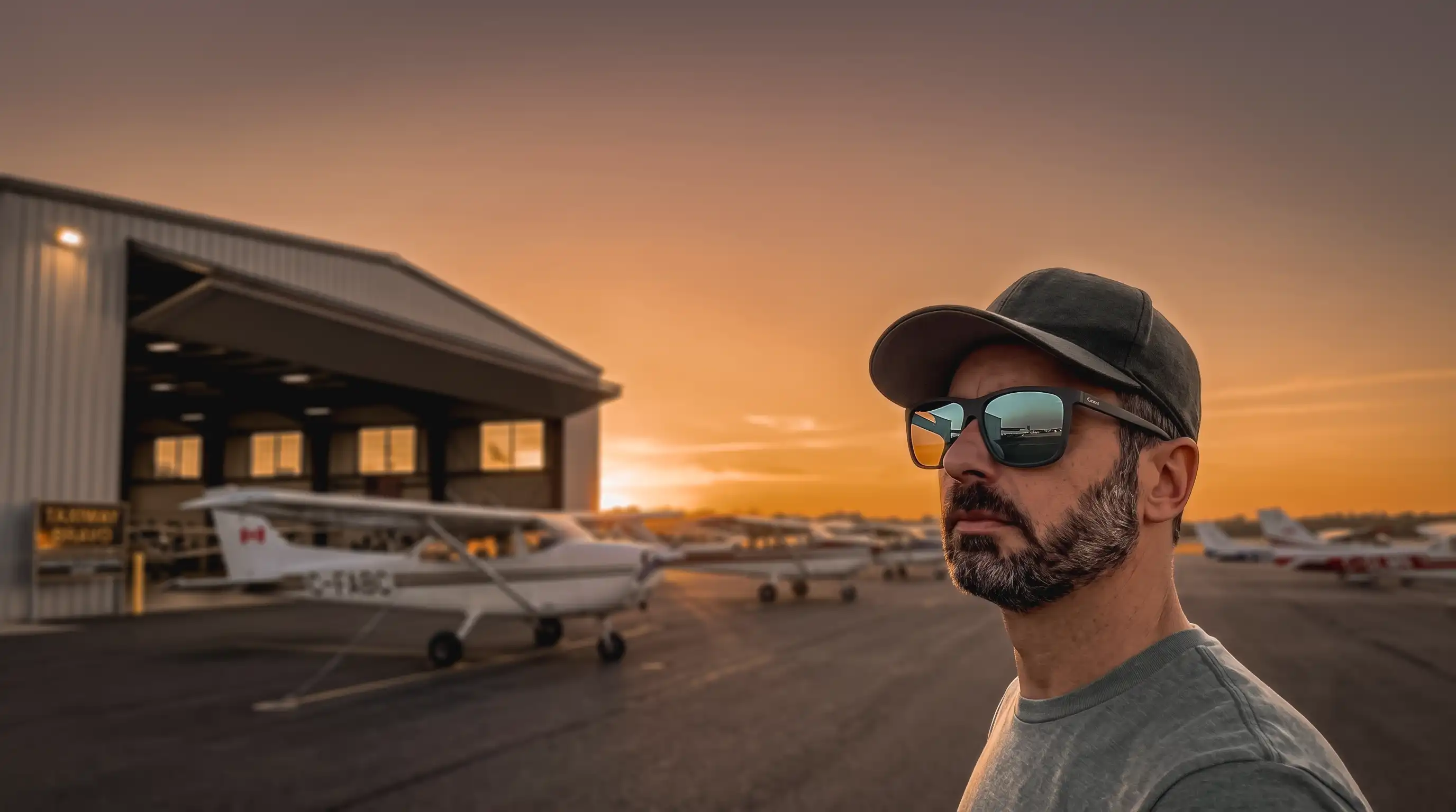 Aviator at sunset